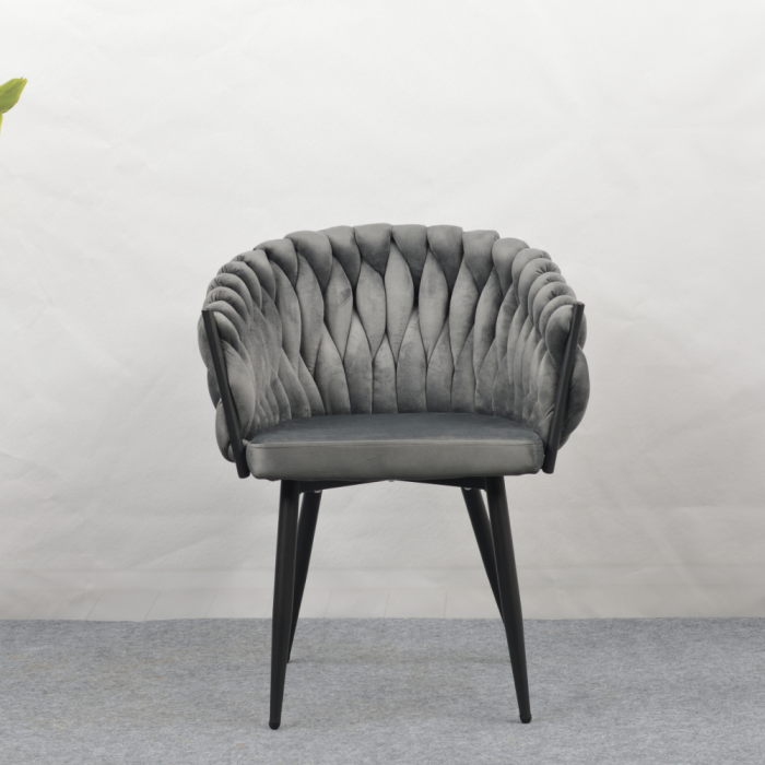 Scaun de living/ bucatarie , gri închis stofa ,  velvet/negru, [2]