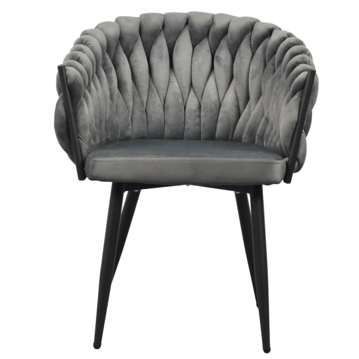 Scaun de living/ bucatarie , gri închis stofa ,  velvet/negru, [4]