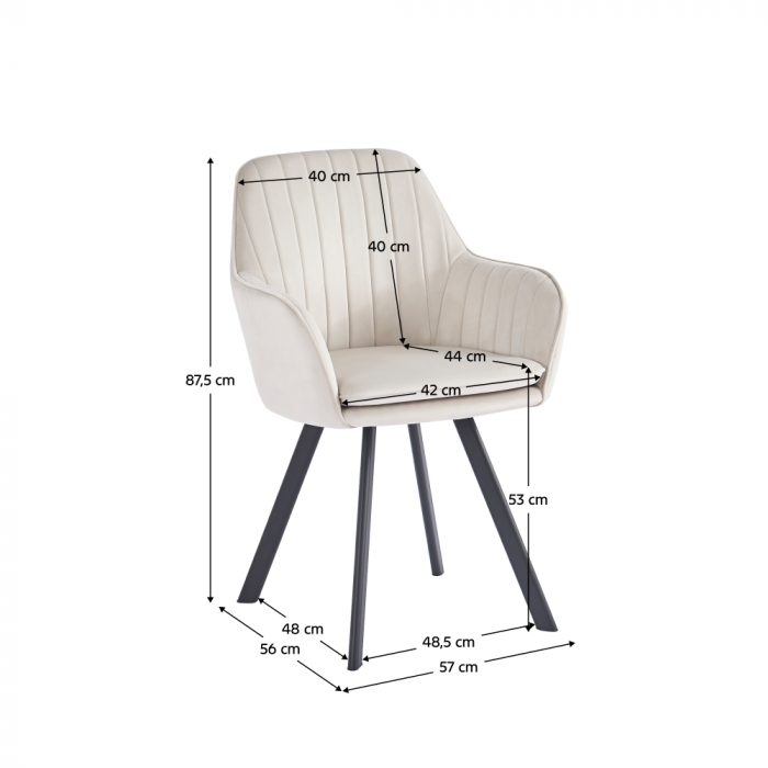 Scaun de design, bej-gri, ţesătură Velvet, AURIL [2]