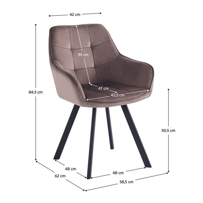 Scaun de design, gri-maronie Velvet/negru, PETIN [2]