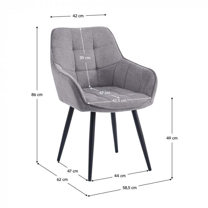 Scaun de design, gri/negru, MARKEN [6]