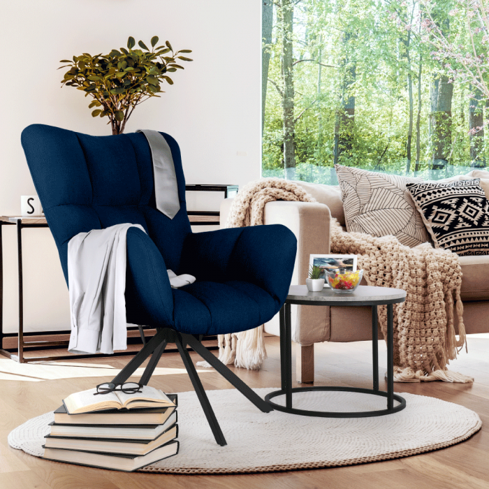 Scaun de design, ţesătură albastră, KOMODO [12]