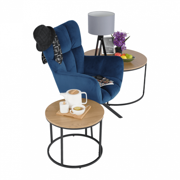 Scaun de design, ţesătură albastră, KOMODO [9]