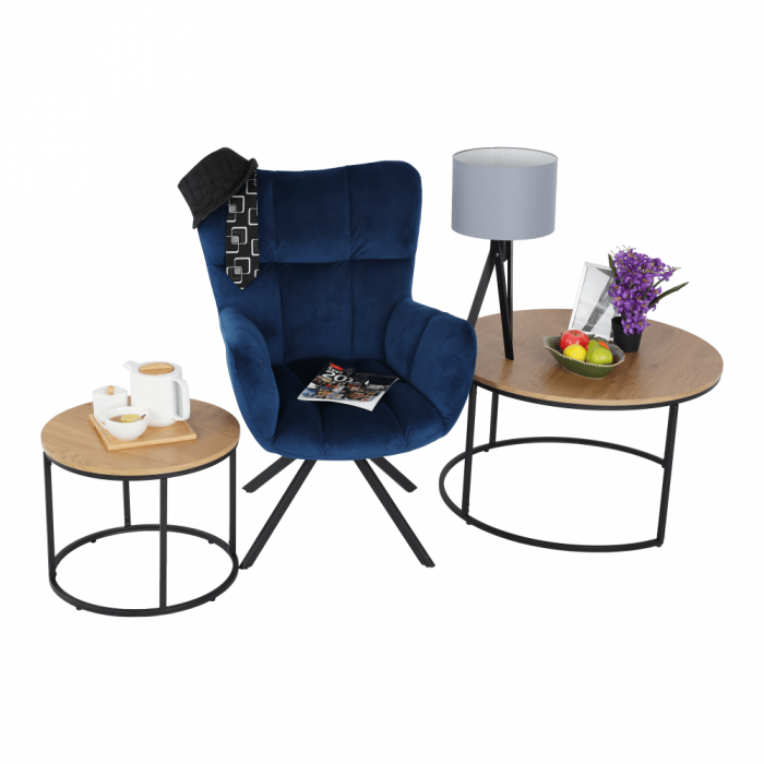 Scaun de design, ţesătură albastră, KOMODO [8]
