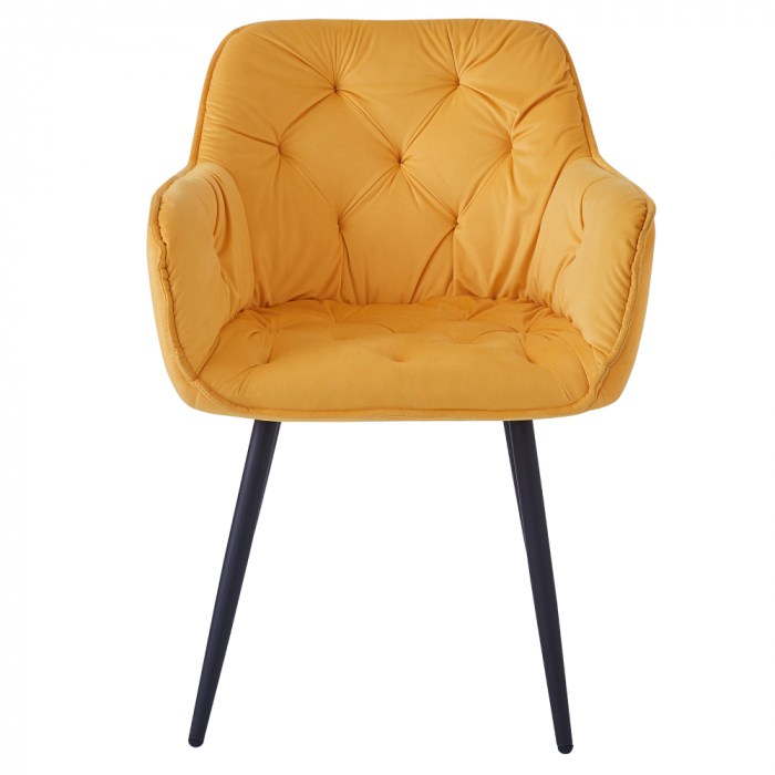 Scaun de design, ţesătură Velvet galben, FEDRIS NEW [3]