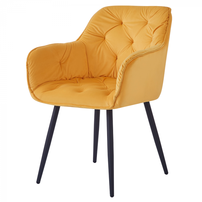 Scaun de design, ţesătură Velvet galben, FEDRIS NEW [2]