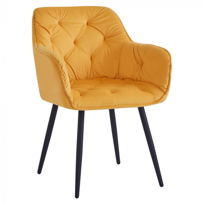 Scaun de design, ţesătură Velvet galben, FEDRIS NEW [1]