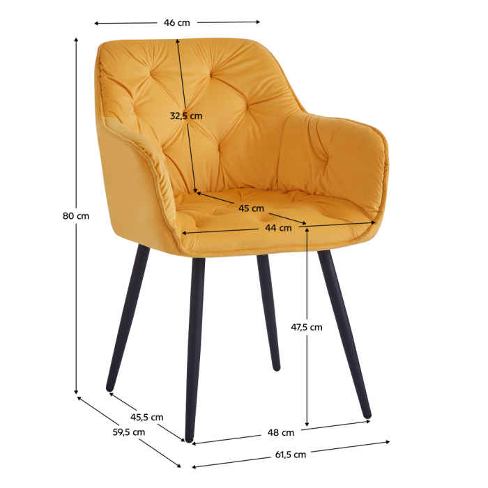 Scaun de design, ţesătură Velvet galben, FEDRIS NEW [6]