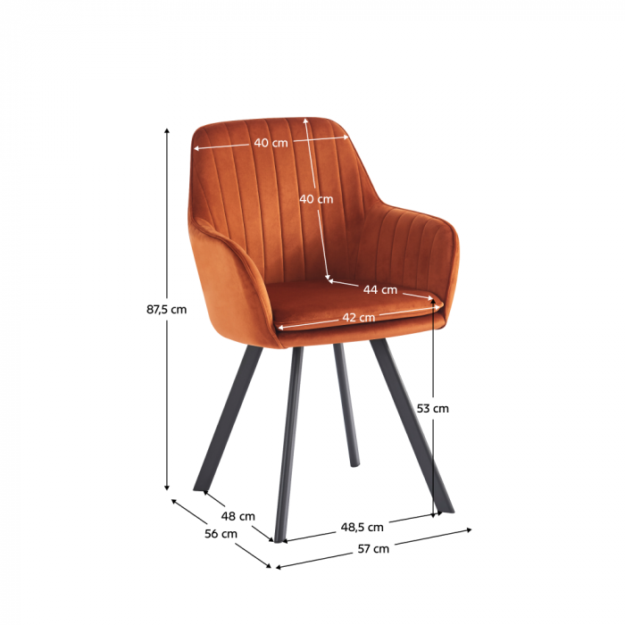 Scaun de design, ţesătură Velvet teracot, AURIL [2]