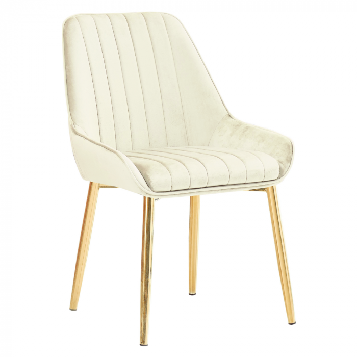 Scaun de dining, bej ţesătură Velvet/gold crom-auriu, PERLIA [1]