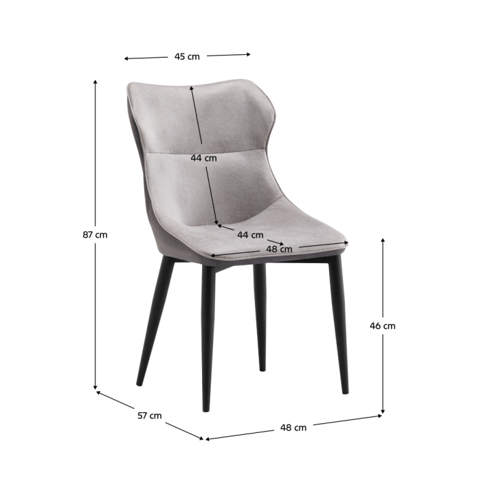 Scaun de dining, gri deschis / gri închis / negru, TABITA [2]