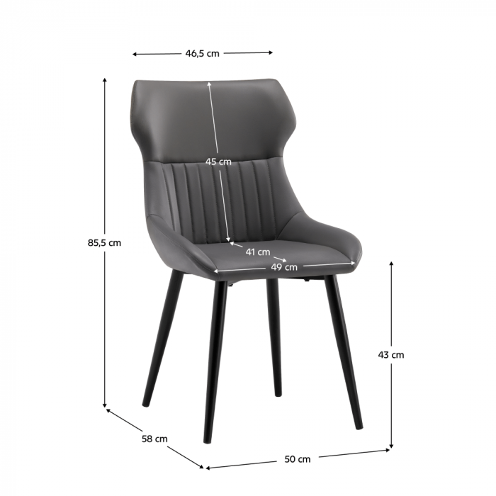 Scaun de dining, gri închis / negru, SAGARA [2]