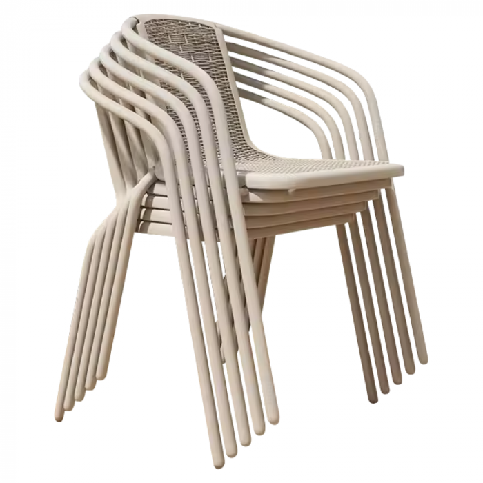 Scaun de grădină stivuibil, champagne, oţel/plastic, FRENY [2]