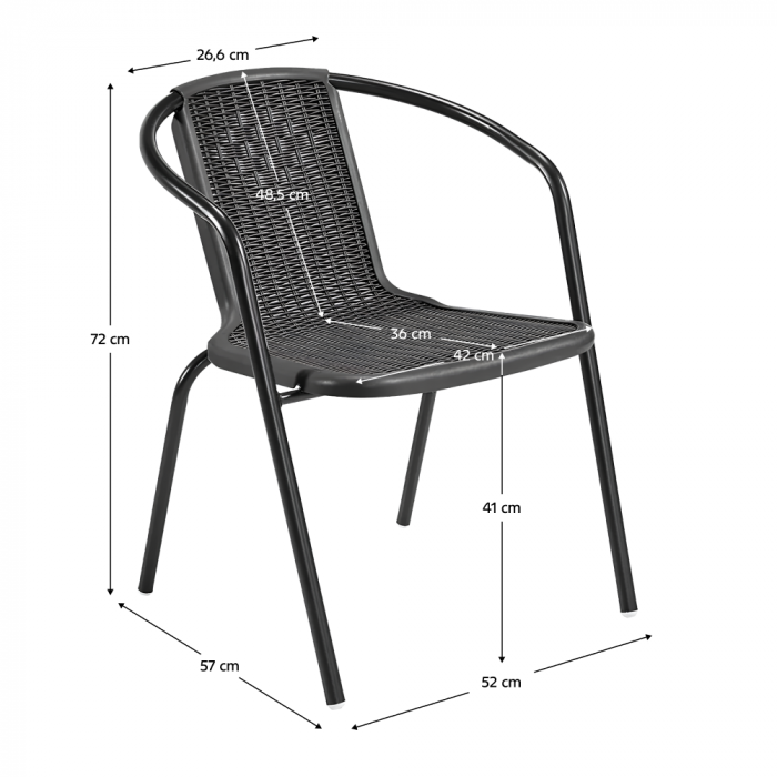 Scaun de grădină stivuibil, negru, oţel/plastic, FRENY [6]