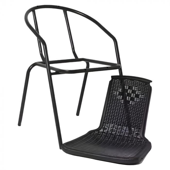 Scaun de grădină stivuibil, negru, oţel/plastic, FRENY [3]
