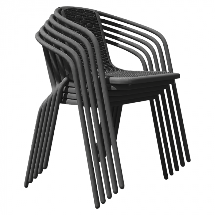 Scaun de grădină stivuibil, negru, oţel/plastic, FRENY [2]