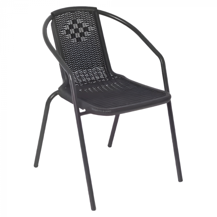Scaun de grădină stivuibil, negru, oţel/plastic, FRENY [4]