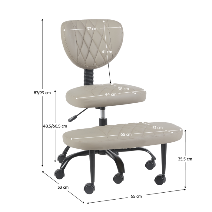 Scaun de îngenuncheat ergonomic, gri-maro Taupe piele ecologică/negru, SAMER [9]
