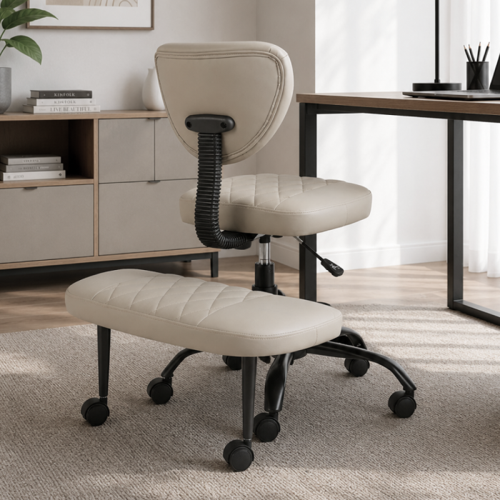 Scaun de îngenuncheat ergonomic, gri-maro Taupe piele ecologică/negru, SAMER [7]