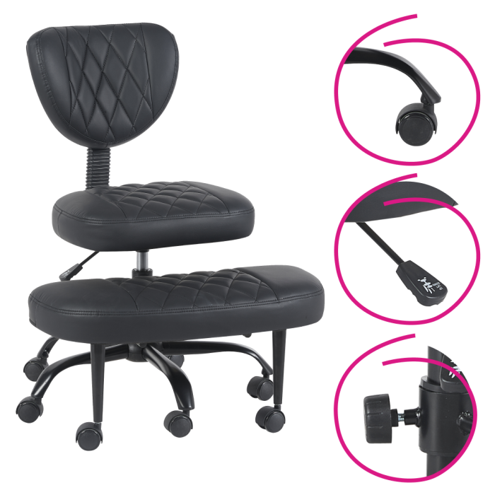 Scaun de îngenuncheat ergonomic, piele ecologică negru/negru, SAMER [13]