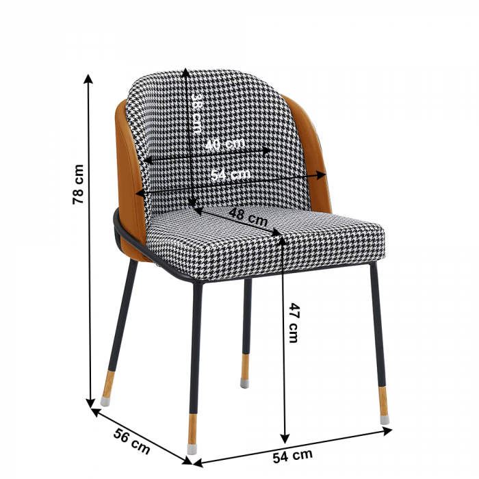 Scaun de luat masa, model alb-negru / piele ecologică camel, KIRNA [6]