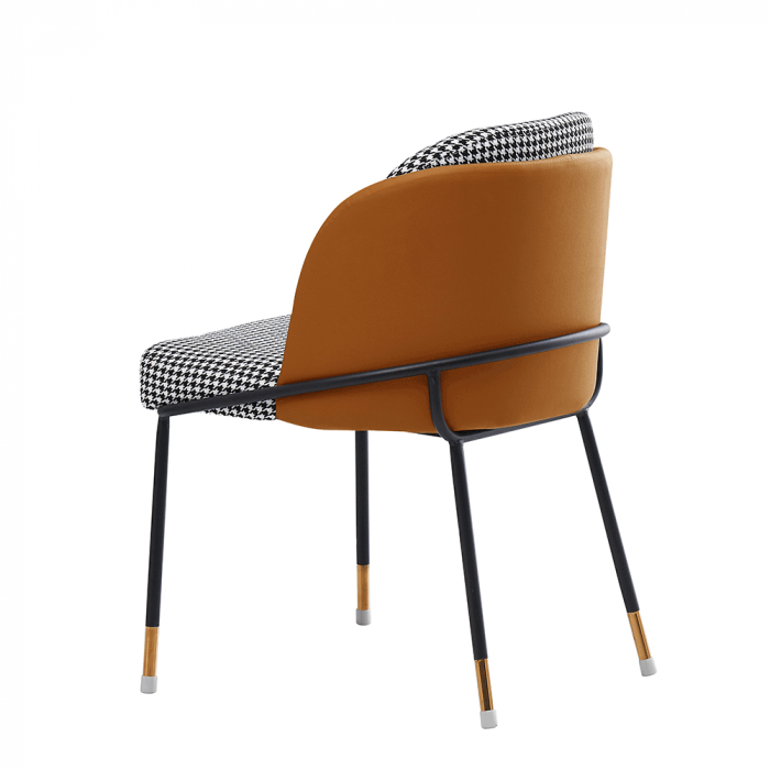 Scaun de luat masa, model alb-negru / piele ecologică camel, KIRNA [5]