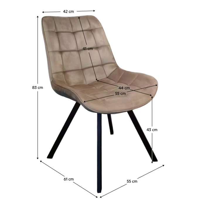 Scaun de luat masa, ţesătură Velvet gri-maro Taupe/negru, SAMIRA [9]