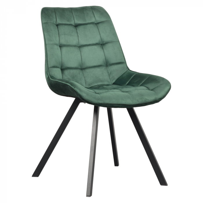 Scaun de luat masa, ţesătură Velvet verde închis/negru, SAMIRA [1]