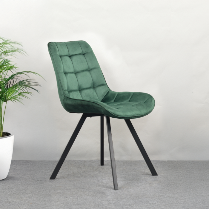 Scaun de luat masa, ţesătură Velvet verde închis/negru, SAMIRA [2]