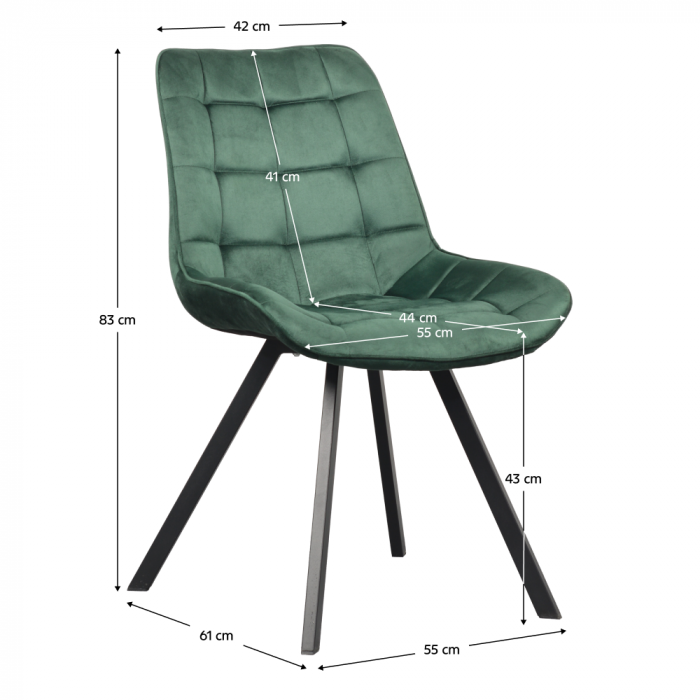 Scaun de luat masa, ţesătură Velvet verde închis/negru, SAMIRA [10]