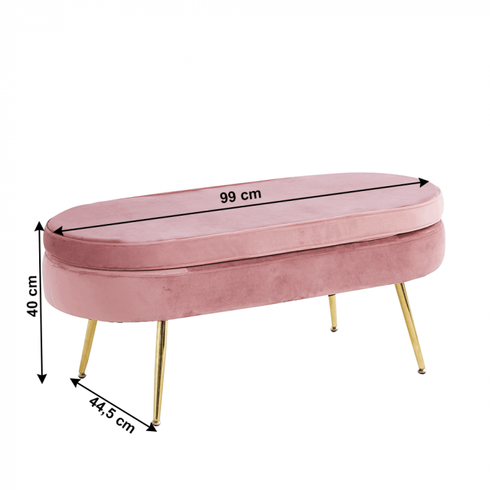 Scaun de lux, ţesătură de catifea roz / crom auriu, Art-deco, NOBLIN TABURET TIP 2 [2]