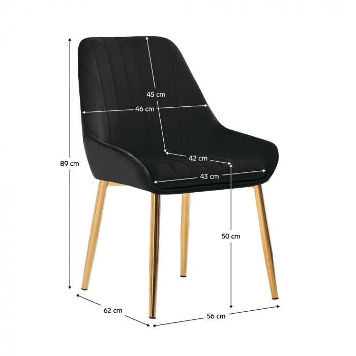 Scaun de masă, negru ţesătură Velvet/gold crom-auriu, PERLIA [3]