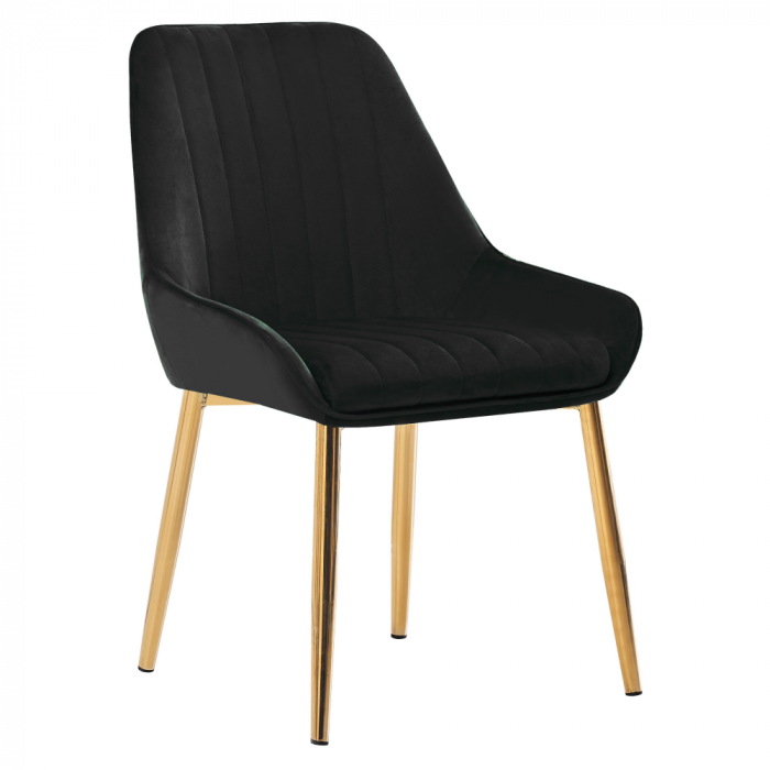 Scaun de masă, negru ţesătură Velvet/gold crom-auriu, PERLIA [1]