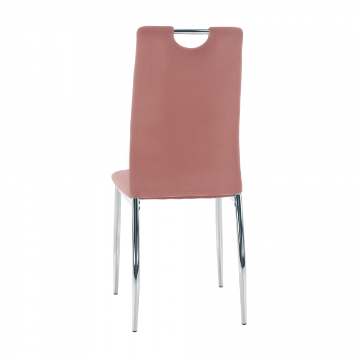 Scaun de masă, ţesătură de catifea roz / crom, OLIVA NEW [12]