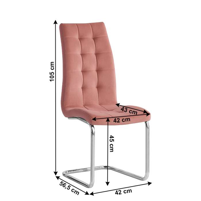 Scaun de masă, ţesătură de catifea roz / crom, SALOMA NEW [4]