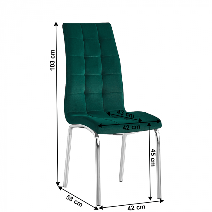 Scaun de masă, ţesătură de catifea smarald / crom, GERDA NEW [4]