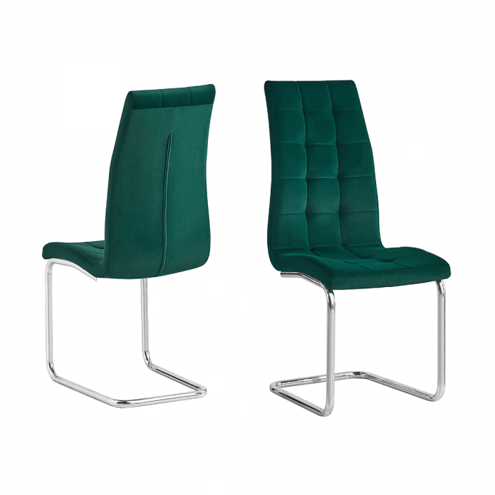 Scaun de masă, ţesătură de catifea smarald / crom, SALOMA NEW [2]