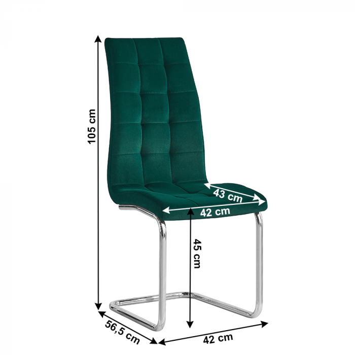 Scaun de masă, ţesătură de catifea smarald / crom, SALOMA NEW [4]