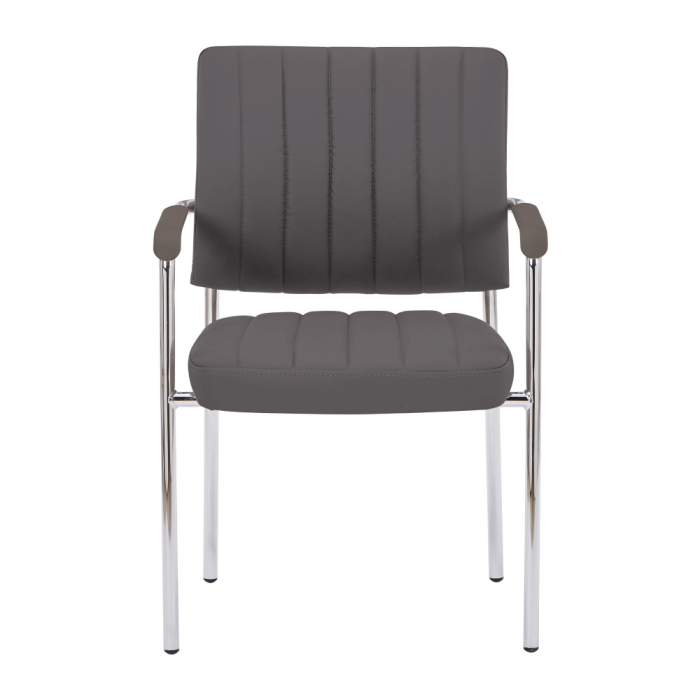 Scaun de şedinţă, gri-brun Taupe, piele ecologică/crom, FLORIN [3]