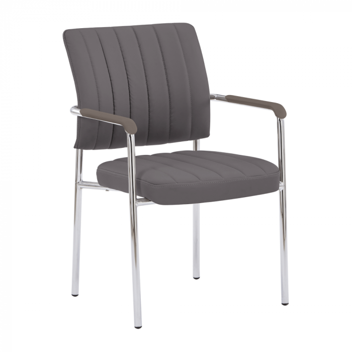 Scaun de şedinţă, gri-brun Taupe, piele ecologică/crom, FLORIN [1]