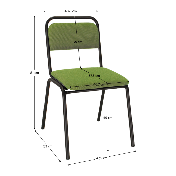 Scaun de şedinţă, stivuibil, verde, VISITOR [6]
