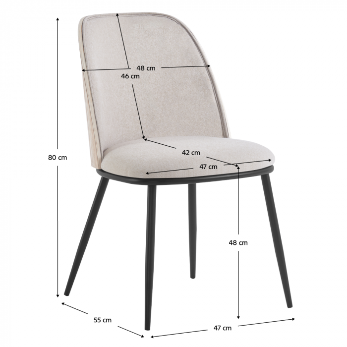 Scaun de sufragerie, bej-maroniu/lemn natural/negru, VUDIA [7]