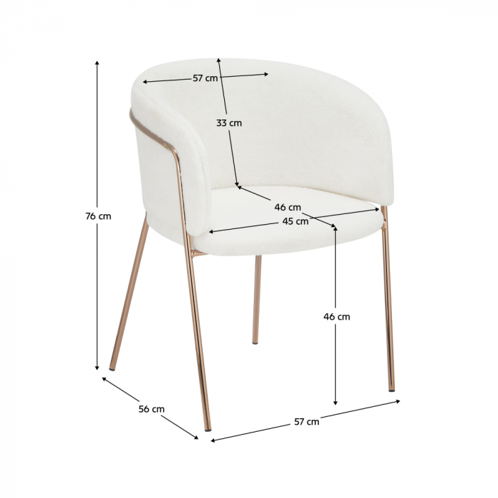Scaun de sufragerie de design, alb Ivory/rose gold roz cromat, [8]
