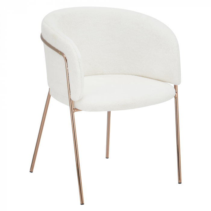Scaun de sufragerie de design, alb Ivory/rose gold roz cromat, [1]