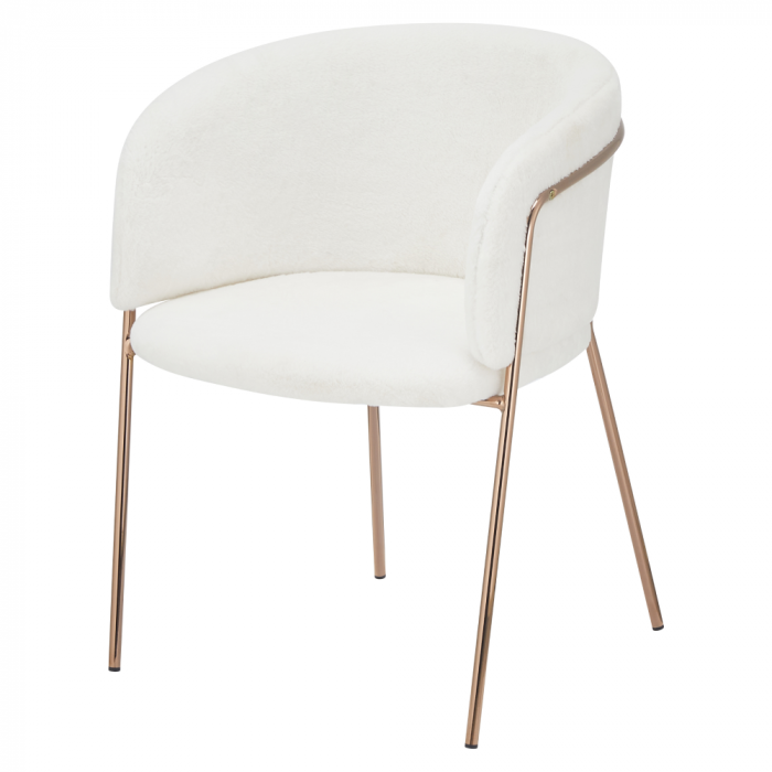Scaun de sufragerie de design, alb Ivory/rose gold roz cromat, [3]