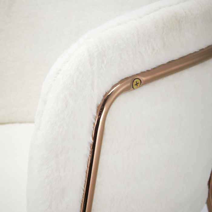 Scaun de sufragerie de design, alb Ivory/rose gold roz cromat, [6]