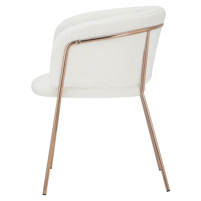 Scaun de sufragerie de design, alb Ivory/rose gold roz cromat, [4]