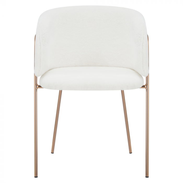 Scaun de sufragerie de design, alb Ivory/rose gold roz cromat, [2]