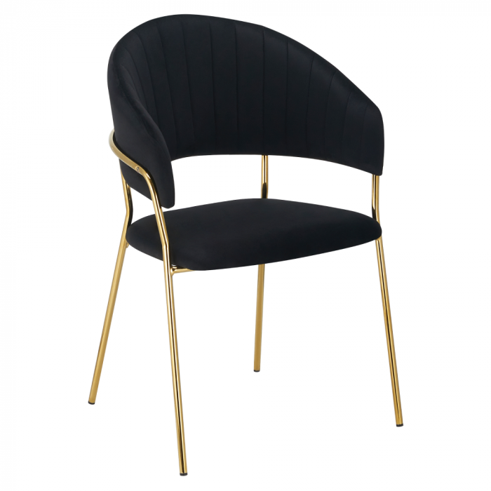 Scaun de sufragerie de design, material Velvet negru/gold crom auriu, DASMIN TIP 1 [1]