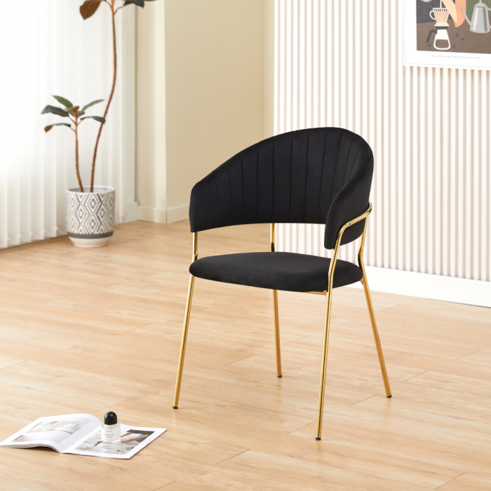 Scaun de sufragerie de design, material Velvet negru/gold crom auriu, DASMIN TIP 1 [7]